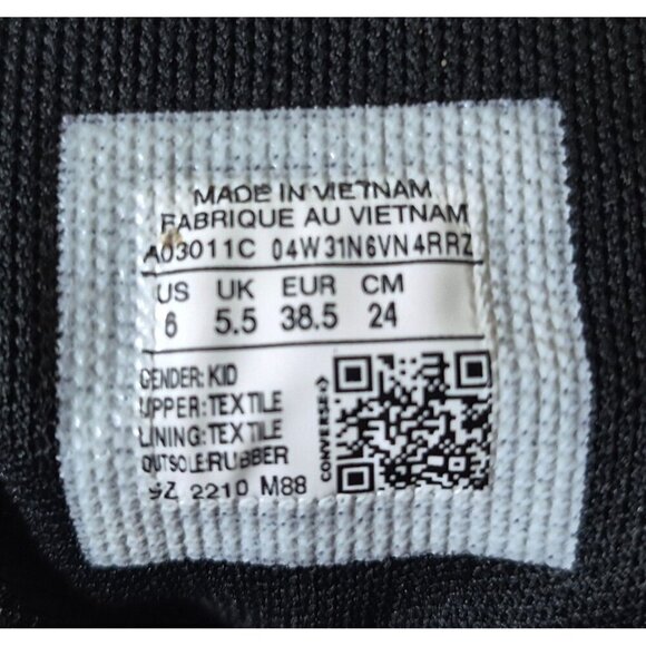 Youth Black & White Chuck Taylor All Star Lugged Heel Platform Sneaker Size 6 - Picture 11 of 11